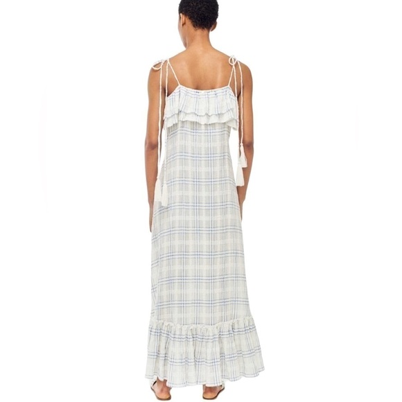 Antik Batik Tony Long Dress maxi dress ruffled plaid white Size XS Anthropologie - Picture 3 of 13